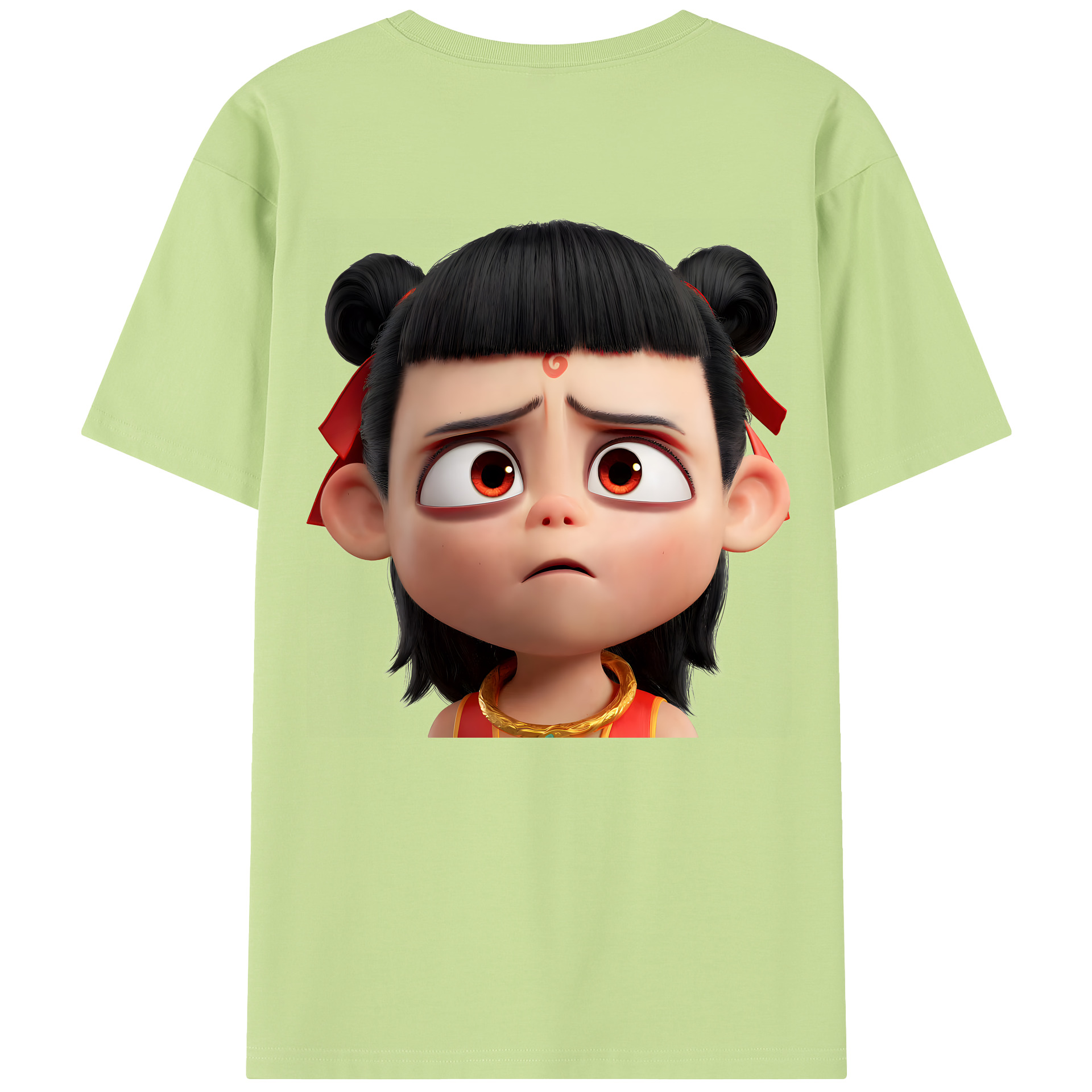 （画像用） Ne Zha 2 ナタ 魔童の大暴れ 綿100％半袖Tシャツ（背面プリント）